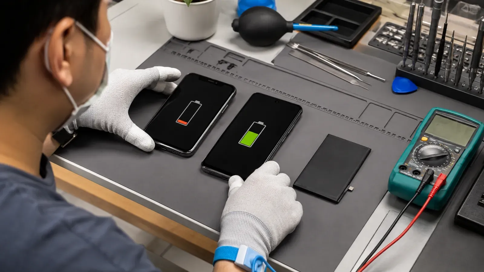 ช่างตรวจสุขภาพแบตเตอรี่ iPhone และ Android ในกำแพงเพชร